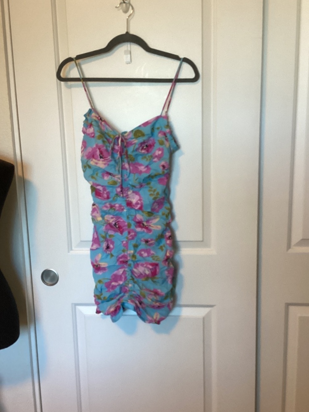 Zara draped ruched  floral mini dress  M NWT